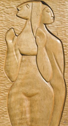 תפילה, תבליט-עץ,1955, 60X35 סמ.jpg